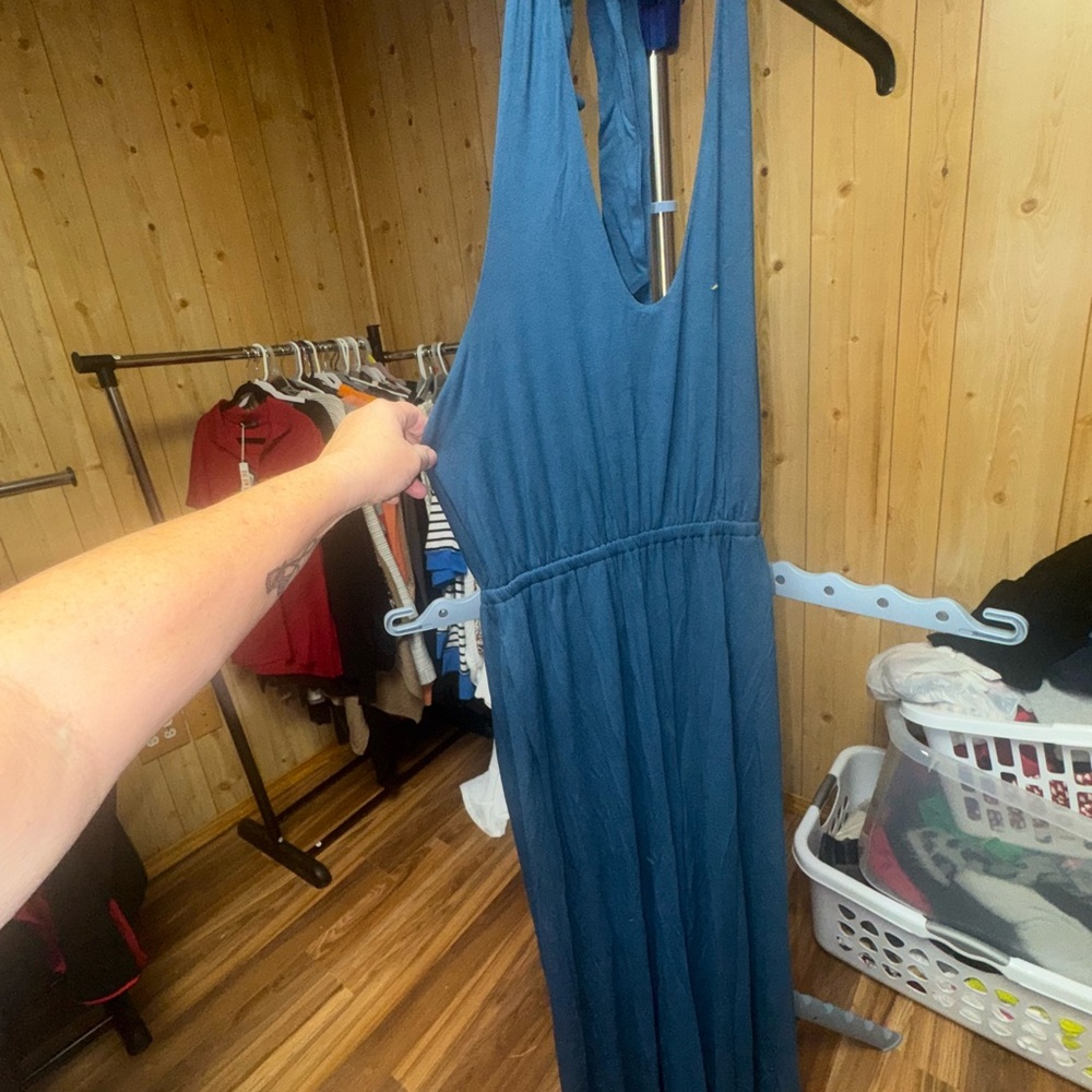 Old Navy Teal Blue Halter Jumpsuit